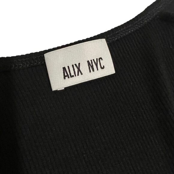 Alix Nyc Ribbed Bodysuit Black Long-Sleeve Soft Henley Size XSmall NWOT - Picture 3 of 14